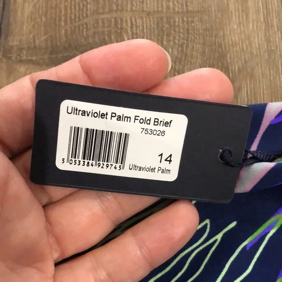 NWT! - FIGLEAVES Ultraviolet Palm Fold Bikini Swim Brief Bottom - Picture 2 of 8